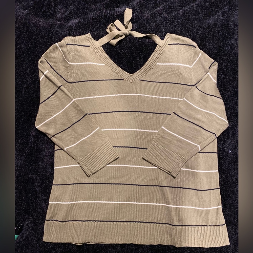 Talbots Green Striped Sweater